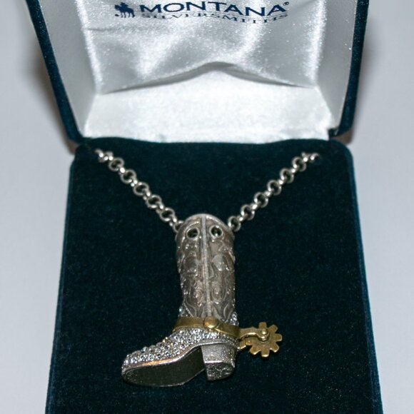 Montana Silversmiths Cowboy Boot Pendant Necklace - Picture 2 of 2